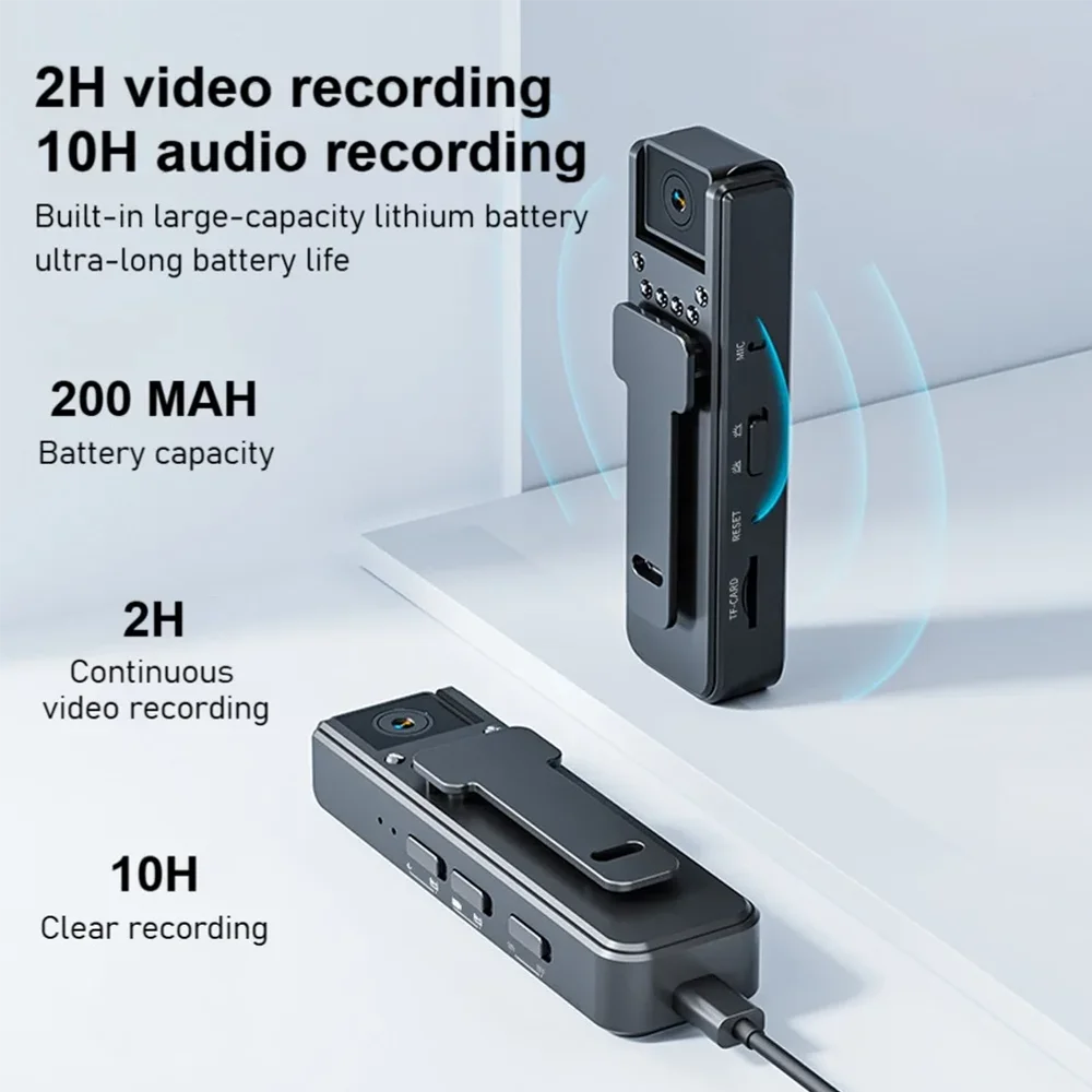 Telecamera IP A8 HD 1080P, Mini Videocamera Digitale Portatile, Registratore con Visione Notturna a Infrarossi, Videocamera in Miniatura