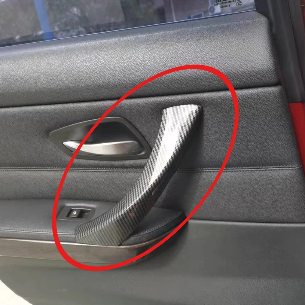 Maniglia interna per porta di facile installazione per BMW E90 E91 E92 Serie 3 RHD LHD Copri maniglia per porta sinistra destra in fibra di carbonio ABS