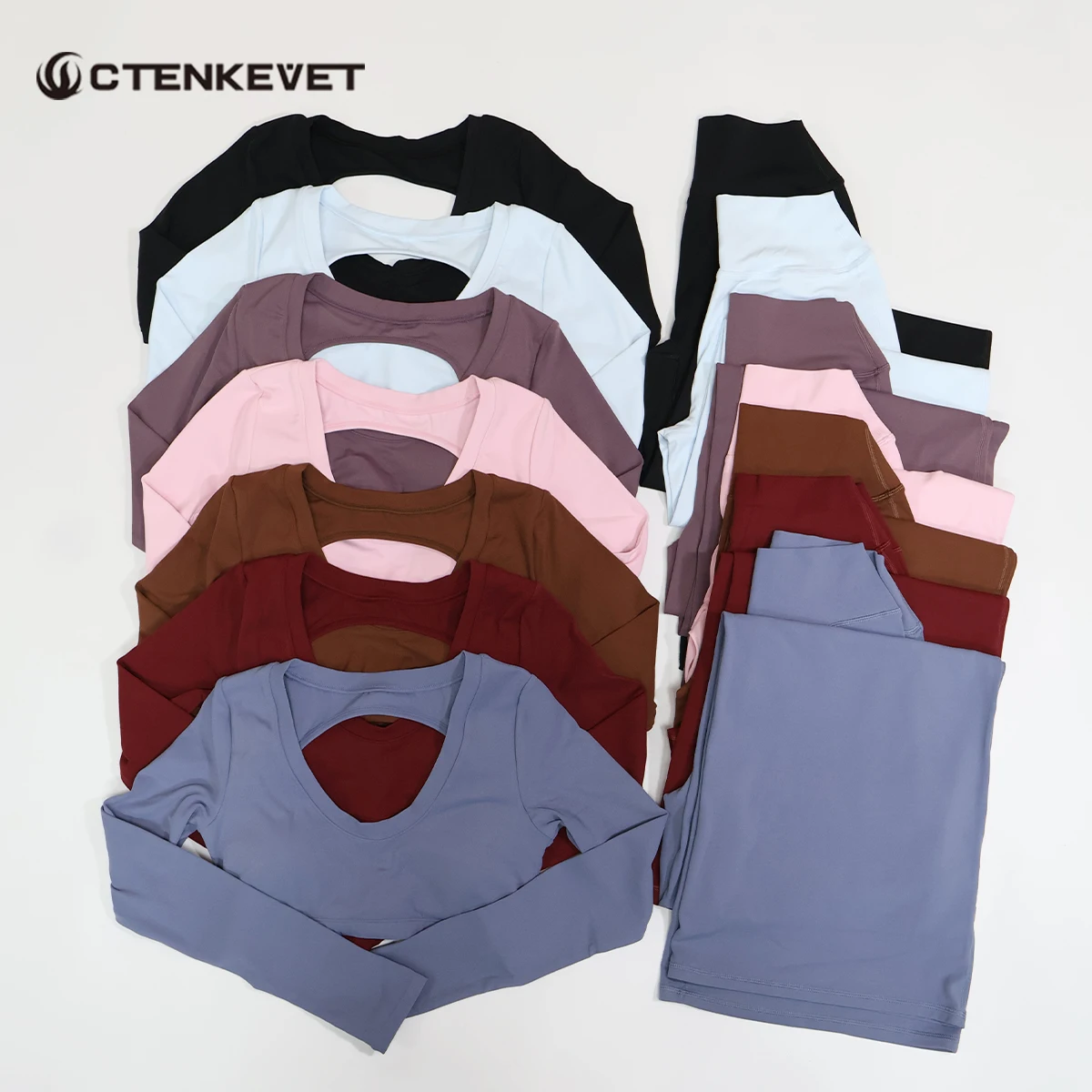 Ensemble de vêtements de sport pour femmes, 2 pièces, respirant, pour la salle de sport, le yoga, l'exercice, combinaison de yoga pour femmes, haut à manches longues