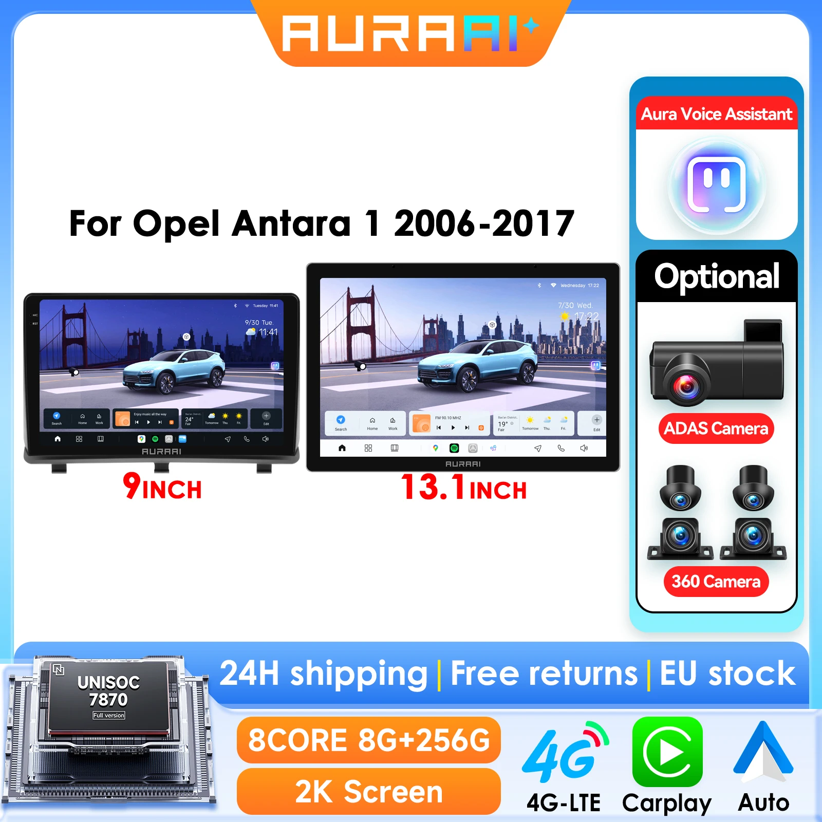 Autoradio Intelligente Android 13 8G 256G ARAI per Opel Antara 1 2006-2017 con GPS, CarPlay, ADAS, DSP, Telecamera 360°, Schermo 2K 3D 7870