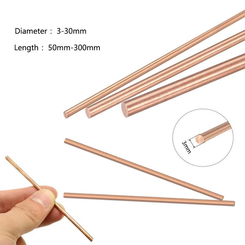 1 stücke Kupfer stange kupfer Runde Bar diameter3-30mm Länge 50-300mm für griff materialien schrauben metall crafting und metall arbeit hobbies Image