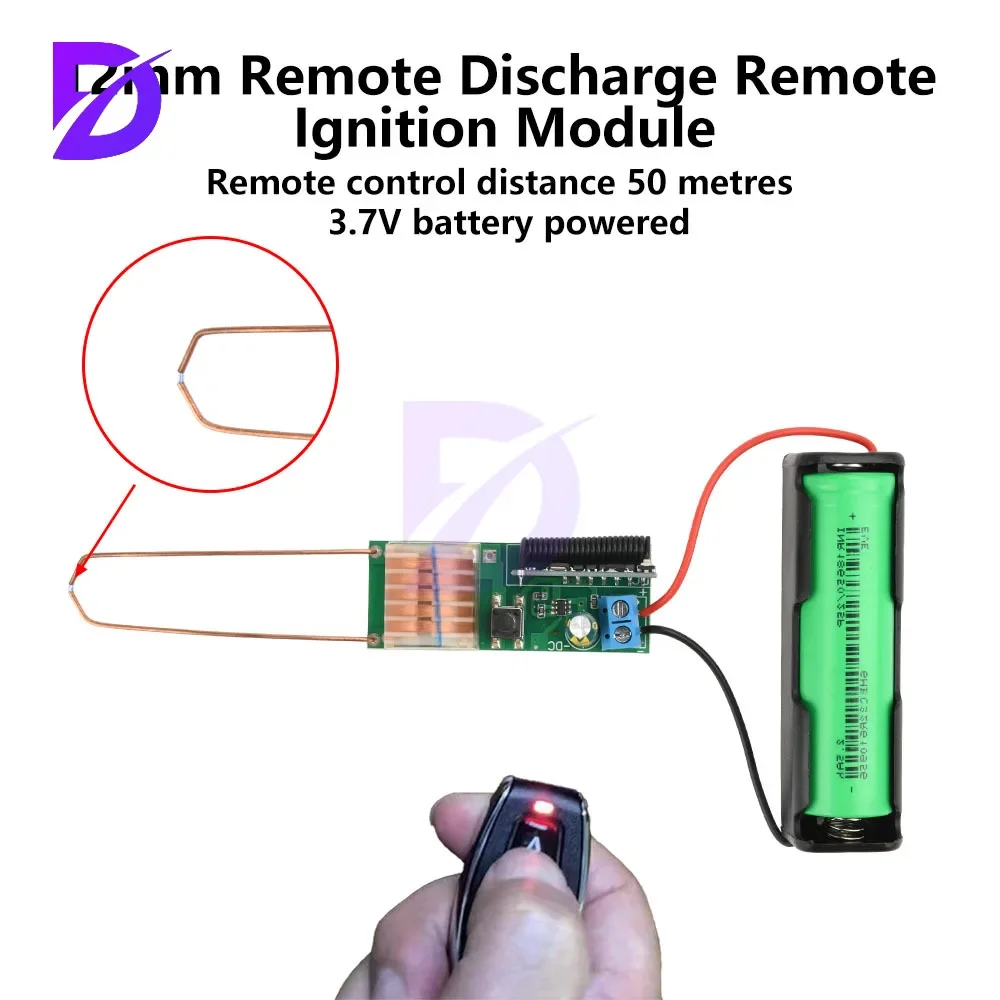 Hochspannungsgenerator für große Entfernungen, 50 m Lichtbogen-Zündermodul mit Fernbedienung, DC 3,7 V, elektrisches Feuerzeugmodul, Booster-Spule Image