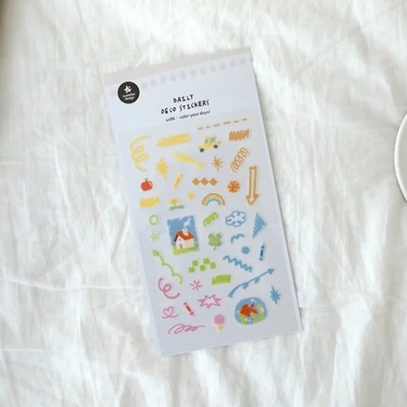 Suatelier Daily Deco Aufkleber Nr. 1186 „Color Your Days“ Niedliche Buntstift-Zeichnungsdesign PVC-Aufkleber Scrapbooking Journaling Supplies Image