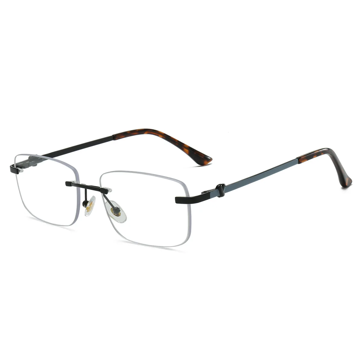 56-18 Neue randlose rechteckige Anti-Blaulicht-Lesebrille für Herren, flache Brille, Myopie, verschreibungspflichtige Anpassung