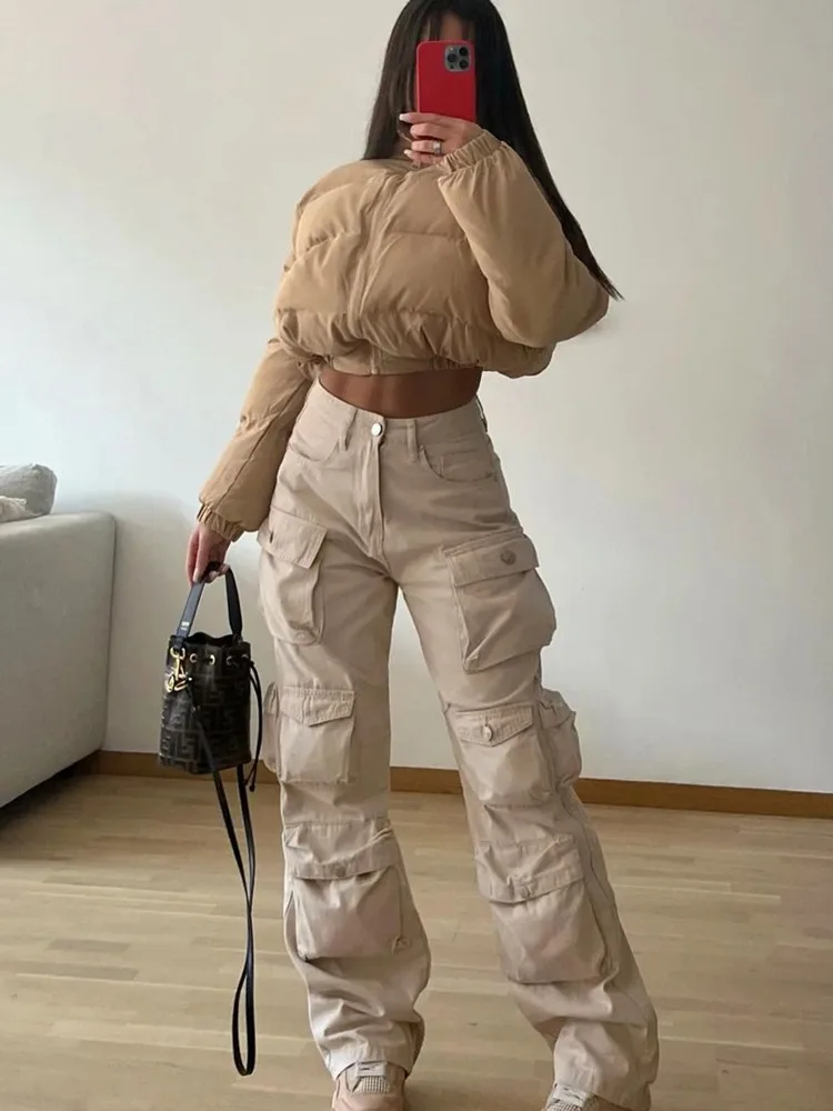 Taruxy mehrere Taschen Cargo hose für Frauen lose hohe Taille Mode Jogging hose Frauen Baggy Streetwear Hose Frau Hose Image