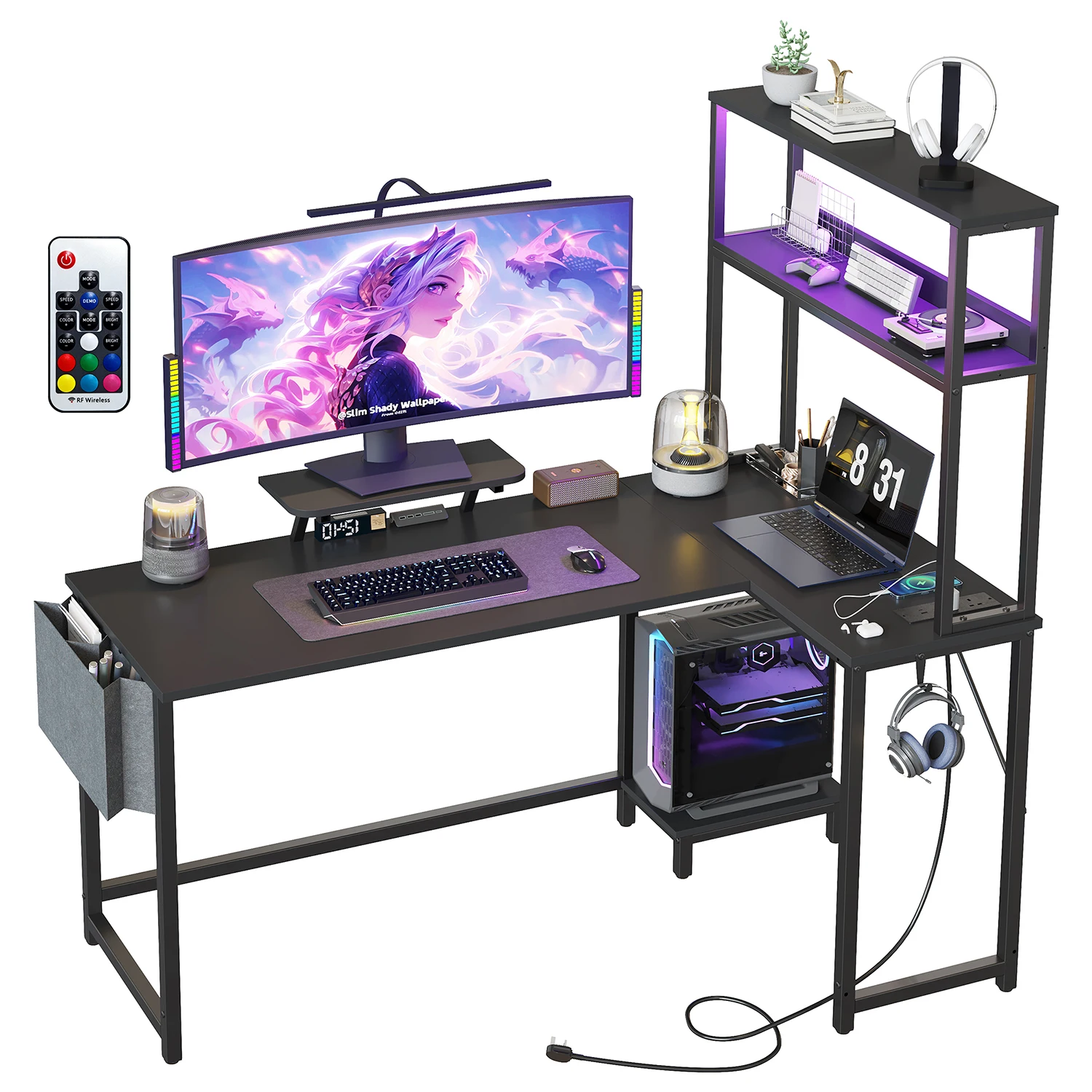 80 cm Computertisch, Gaming-Tisch, moderner ergonomischer Tisch im Racing-Stil, Arbeitsplatz, Schreibtisch, Arbeitstisch für das Heimbüro Image