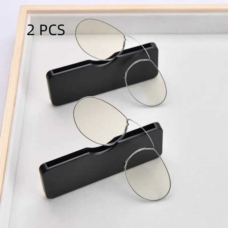 2er-Set Neue randlose Clip-On-Lesebrille – Mini, tragbar, ohne Bügel, für Damen und Herren, Presbyopie-Brille mit Vergrößerung Image