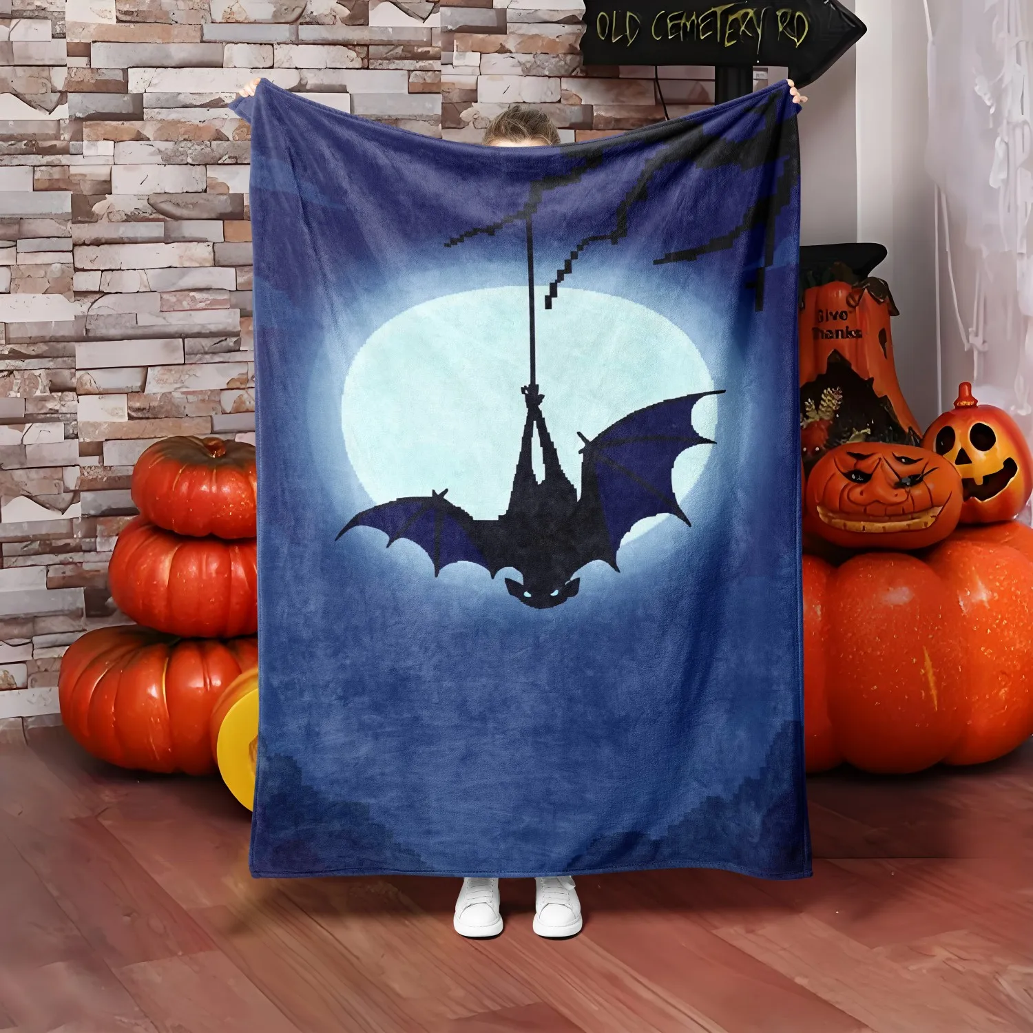 1PC Halloween Decke Gothic Fledermäuse Mond Nacht Dünne Decke Geschenke für Freund Couch Bett Auto Hause Camping alle saison verwenden Image