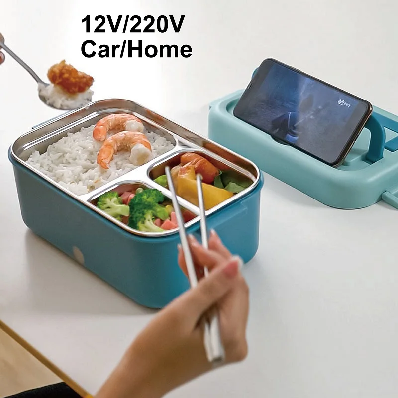 12 V/220 V Auto Elektrische Lunchbox Tragbare Lebensmittel Heizung Büro 304 Edelstahl Wasserfrei Wasser Lunchbox isolierte Box 1000 ml Image