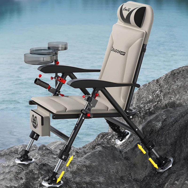 Neuer Angelstuhl zum Sitzen oder Liegen, Tragbarer Multifunktions-Klappstuhl für Wildangeln, Angelhocker Komplettset, Campingstuhl Image
