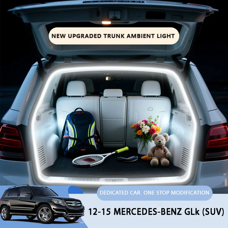 Für 2012-2015 Mercedes-Benz GLK Kofferraum-Modifikationslicht, dekorative Innenleuchte, Streifen, weiß, warmweiß, LED-Licht für den hinteren Kofferraum Image