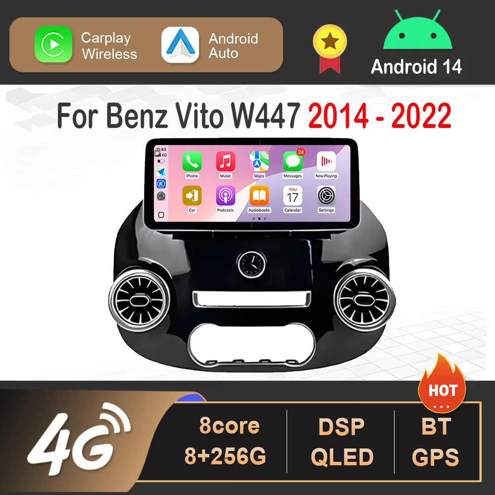 Smart System Android 14 für Mercedes Benz Vito W447 2014–2022 Auto Video Radio Multimedia Player Lüfter Bluetooth Image