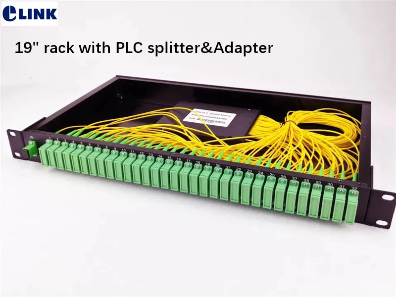 Rack-Patchpanel 19" mit 1*64 SPS-Splitter SC/APC-Duplex-Adapter 1U-Abschlussbox mit ODN-Koppler 435*245*44cm Eisen Alu Image