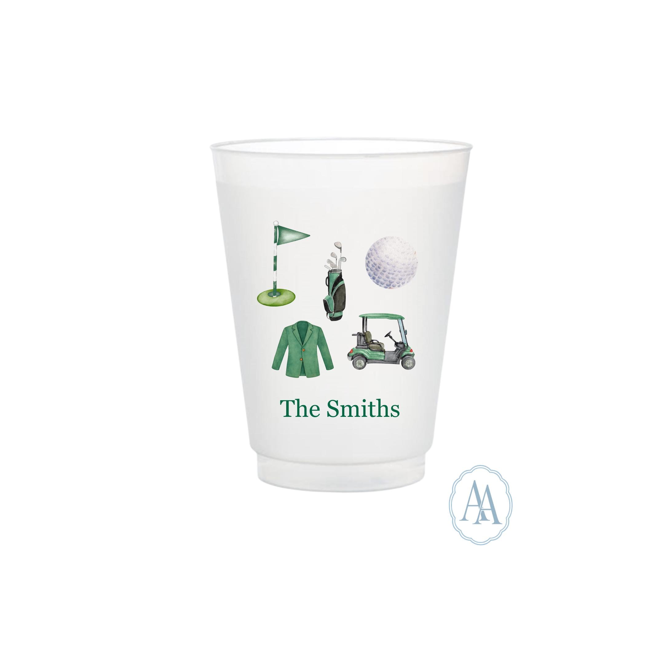 Bicchieri personalizzati con icone del golf / Bicchieri di plastica personalizzati da 16 o 22 once ispirati ai Masters