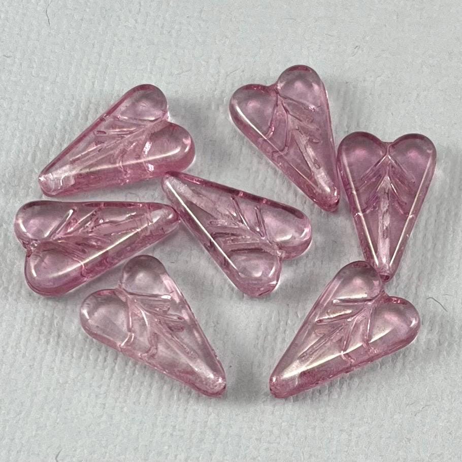 Perline a forma di cuore, vetro ceco, perline trasparenti viola, perline lilla - 16 mm x 11 mm - 6, 12 o 24 pezzi - LF096-b495