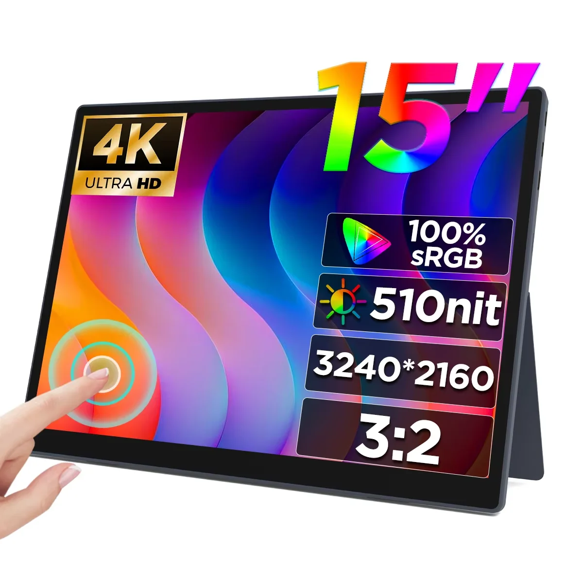 HAILESI moniteur Mobile 15 pouces 4K 3240x2160 écran tactile rapport d