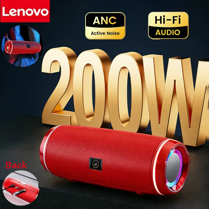 Enceinte Bluetooth portable Lenovo 200W, étanche IPX7, enceinte colonne HIFI d