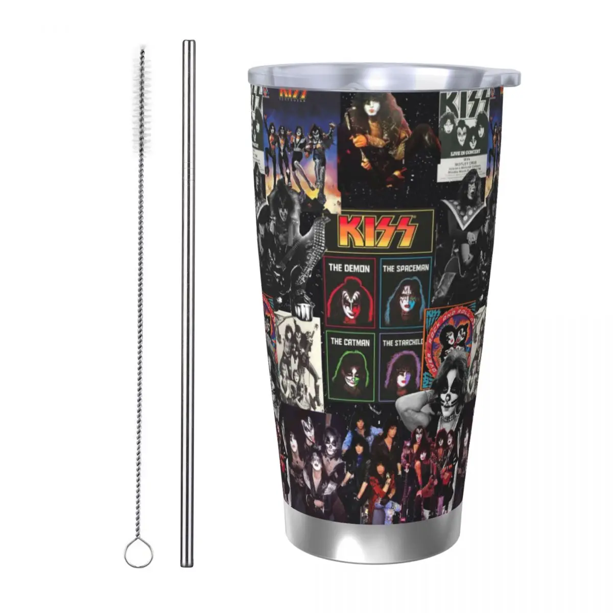 Heavy Metal Rock Music Band Kiss Edelstahl-Becher, vakuumisolierte Becher, thermische kalte Becher, Strohhalm mit Deckel, 20 Unzen Image