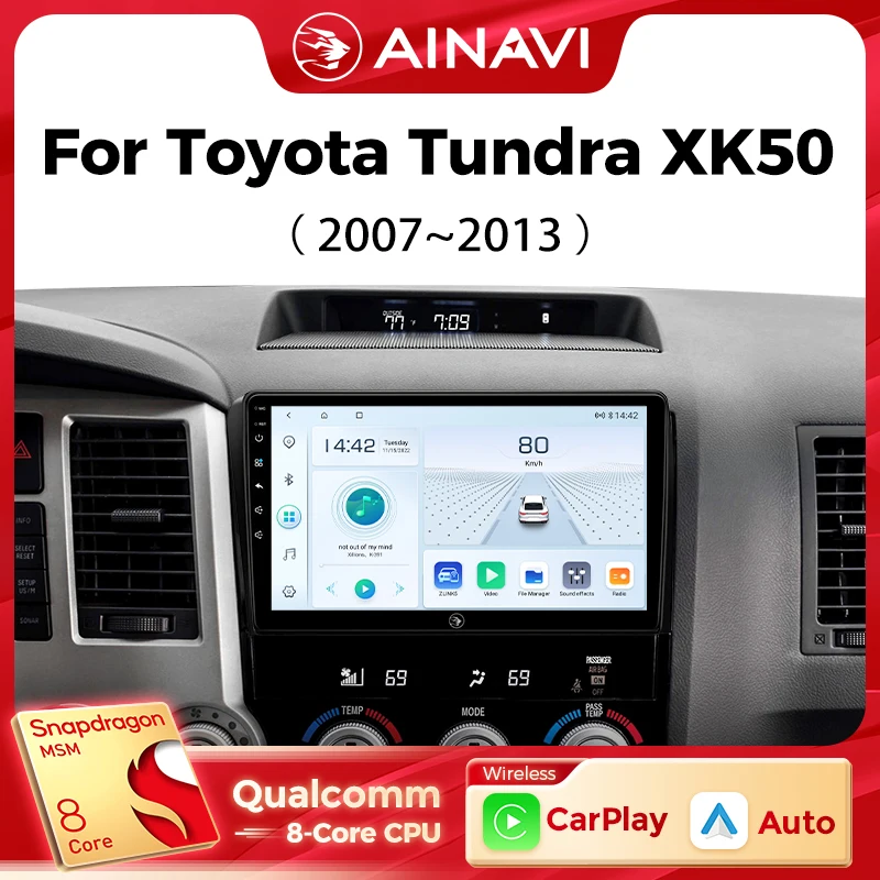 Ainavi Auto-Multimedia-Player Für Toyota Tundra XK50 2007-2013 Sequoia XK60 2008-2017 Drahtlose Carplay Android auto 4G Wifi 2din Image