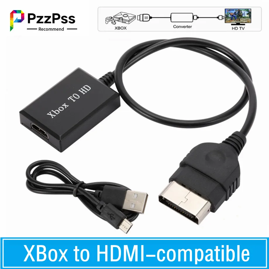 PzzPss XBox zu HDMI-kompatibel Video Konverter Adapter HD 1080P/720P Mit USB Power Kabel Für Modelle von Original Konsolen Image