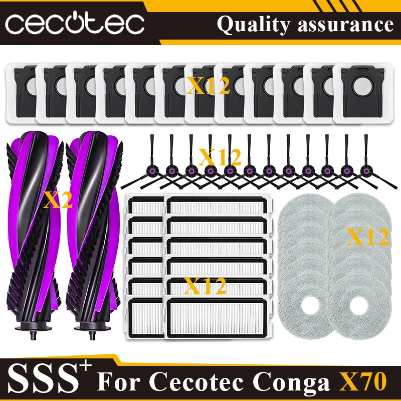 Für (Cecotec Conga X70 / Deerma X80) Vakuum Teile Hauptrolle Seitenbürste Staubbeutel Filter Mopp Tuch Zubehör Image