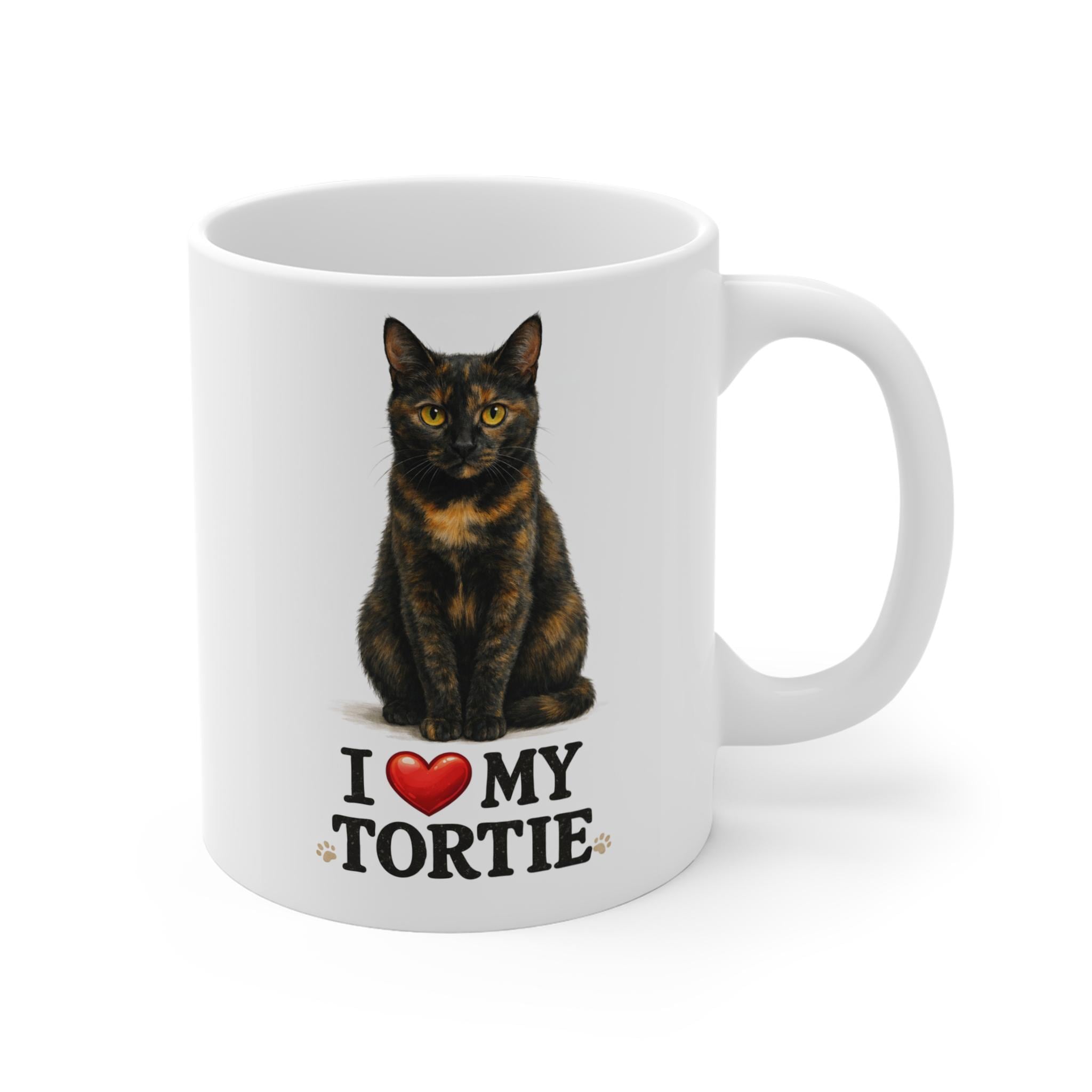 "Tazza \"I Heart My Tortie\", simpatica tazza da caffè con tartaruga, regalo per gli amanti dei gatti, tazza da caffè con tartaruga realistica, regalo pe"