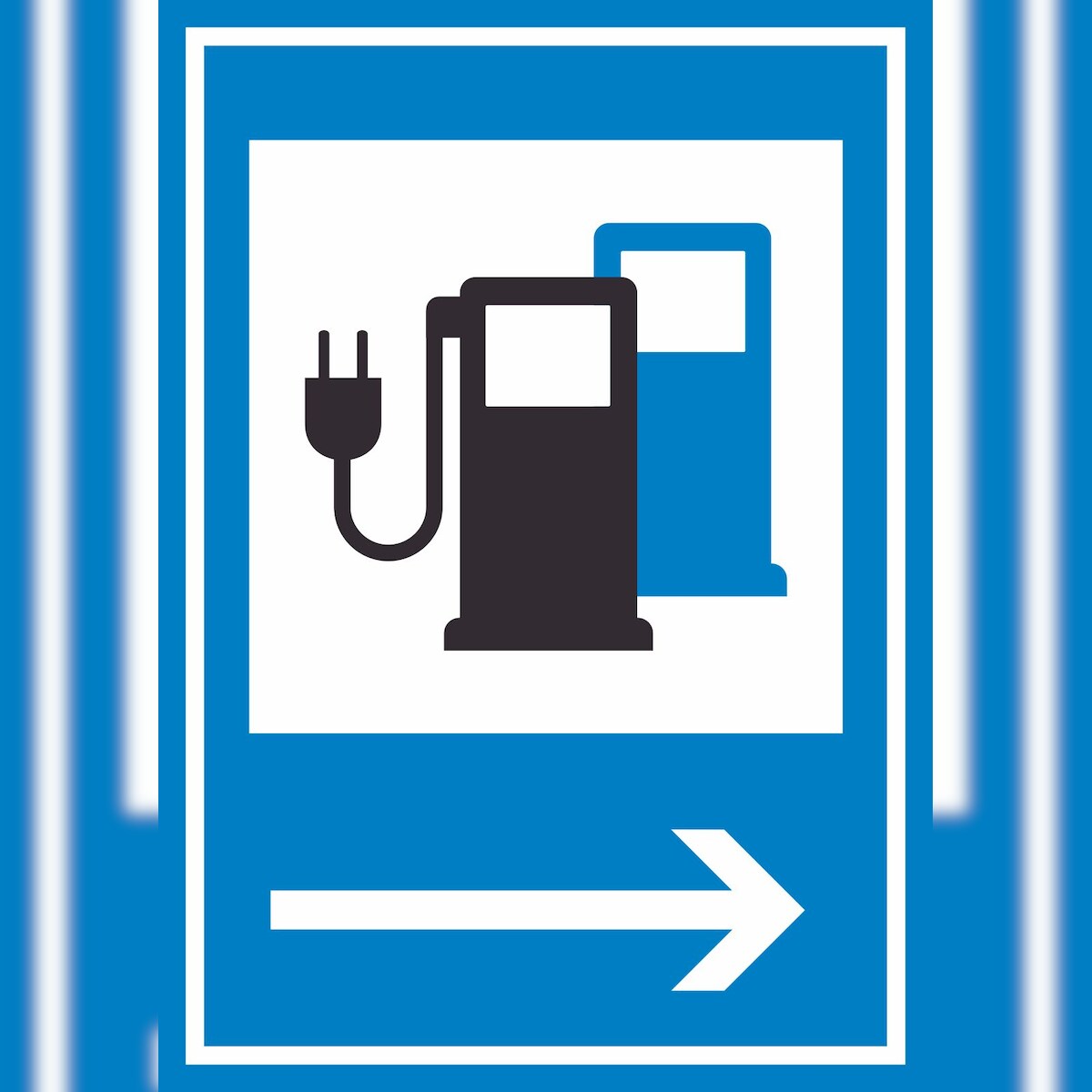 HB-Druck Stromtankstelle 365-65 Pfeil rechts Symbol A2 Rückseite selbstklebend Schild Image