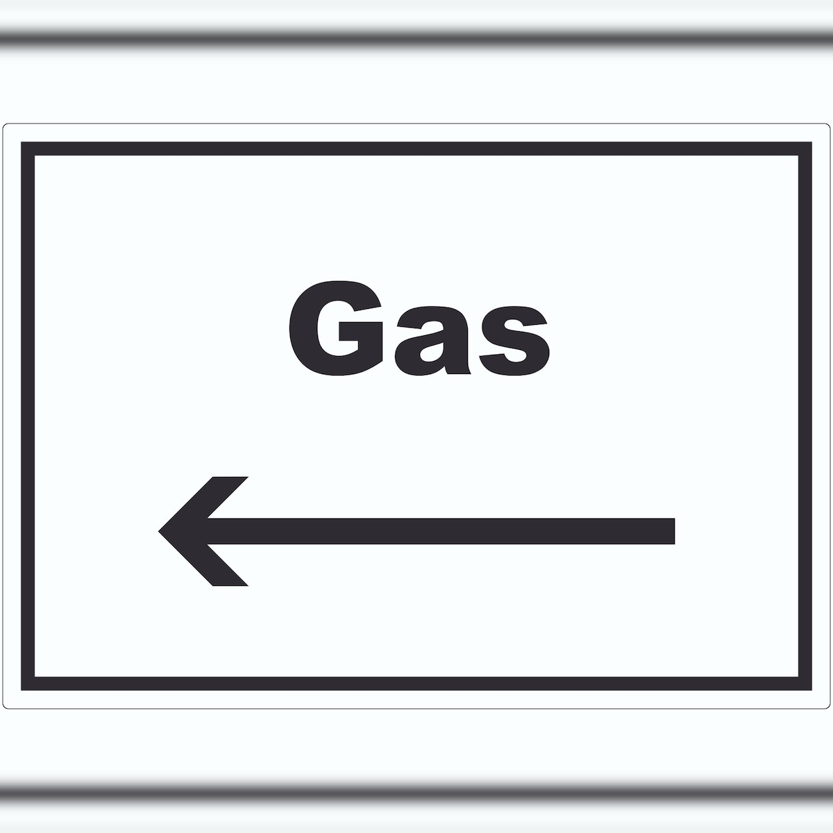 HB-Druck Gas Aufkleber mit Text und Richtungspfeil links Anschluss waagerecht A7 (74x105mm) Image