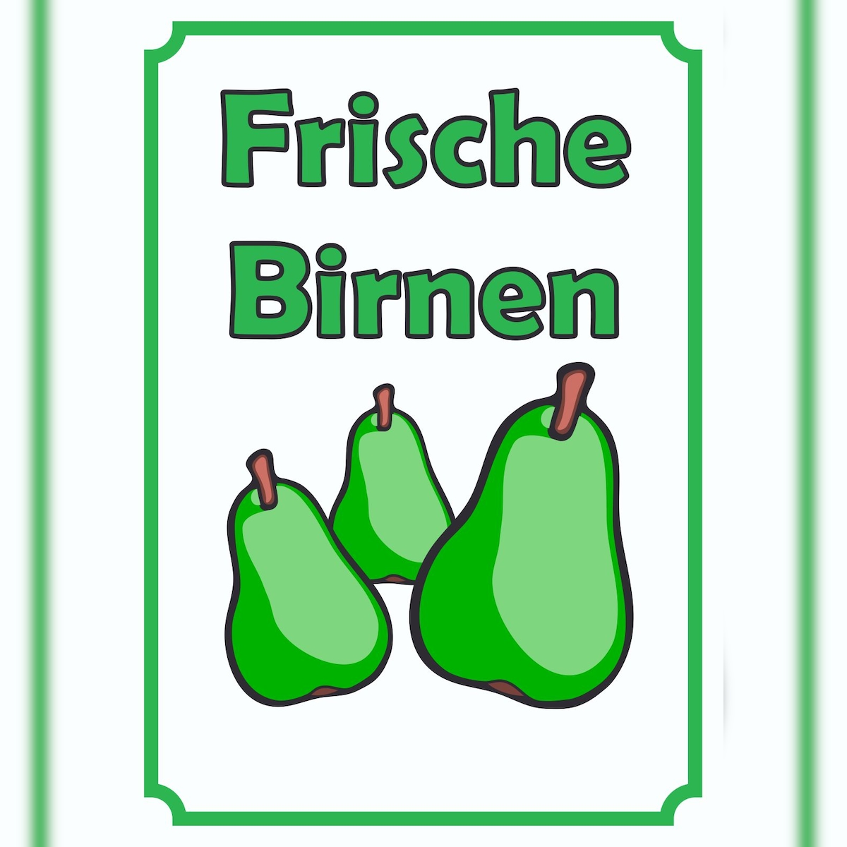 HB-Druck Frische Birnen Schild Hochkant A0 (841x1189mm) Image