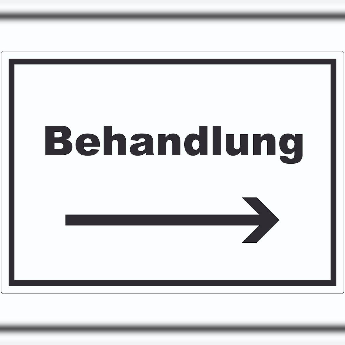 HB-Druck Behandlung Aufkleber mit Text und Richtungspfeil rechts Behandlungsraum waagerecht A6 (105x148mm) Image