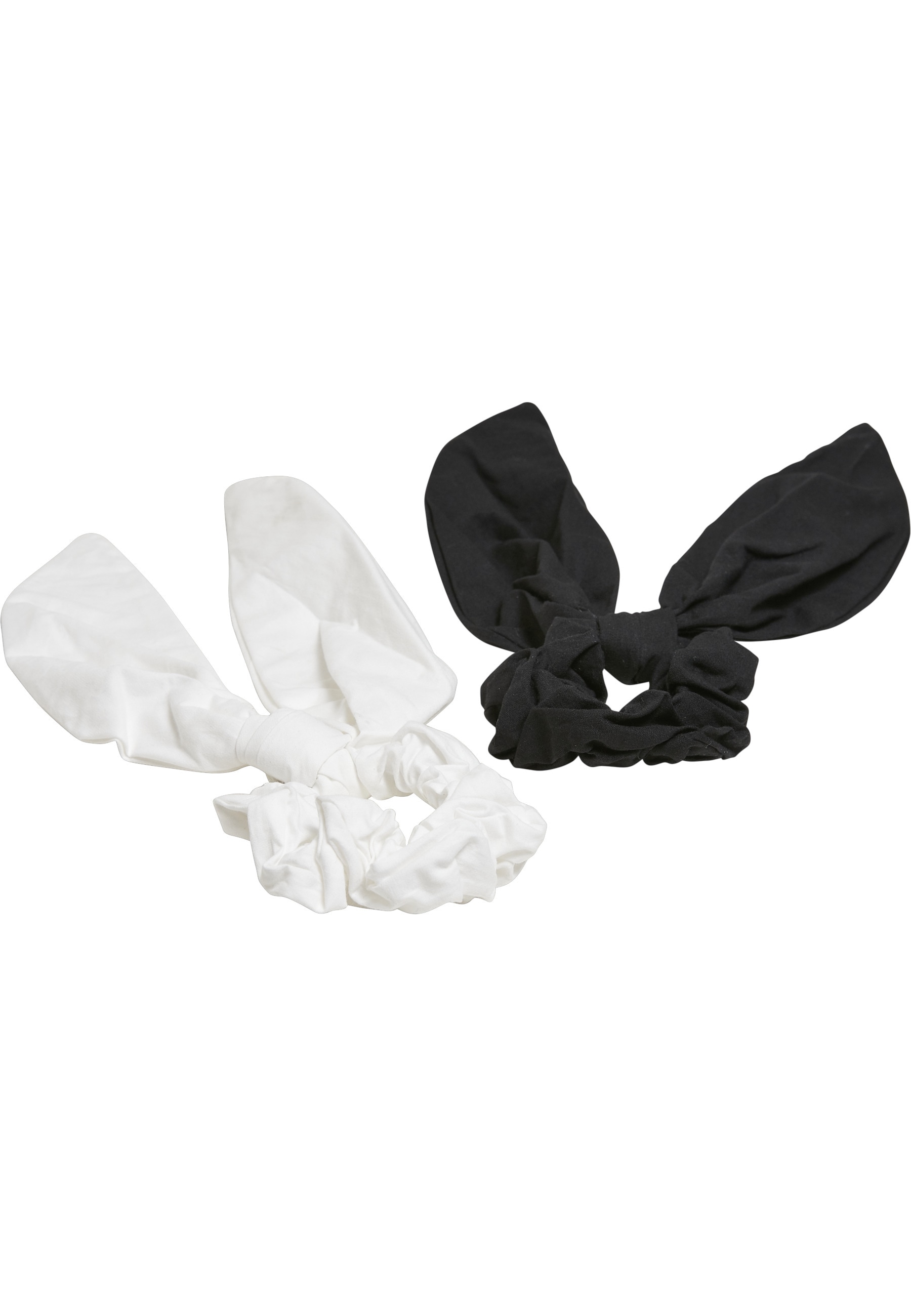 Schmuckset URBAN CLASSICS "Urban Classics Unisex Scrunchies With XXL Bow 2-Pack", schwarz, weiß, Schmuck_Sets, Damen, onesize, Baumwolle, unifarben, Schmuckset