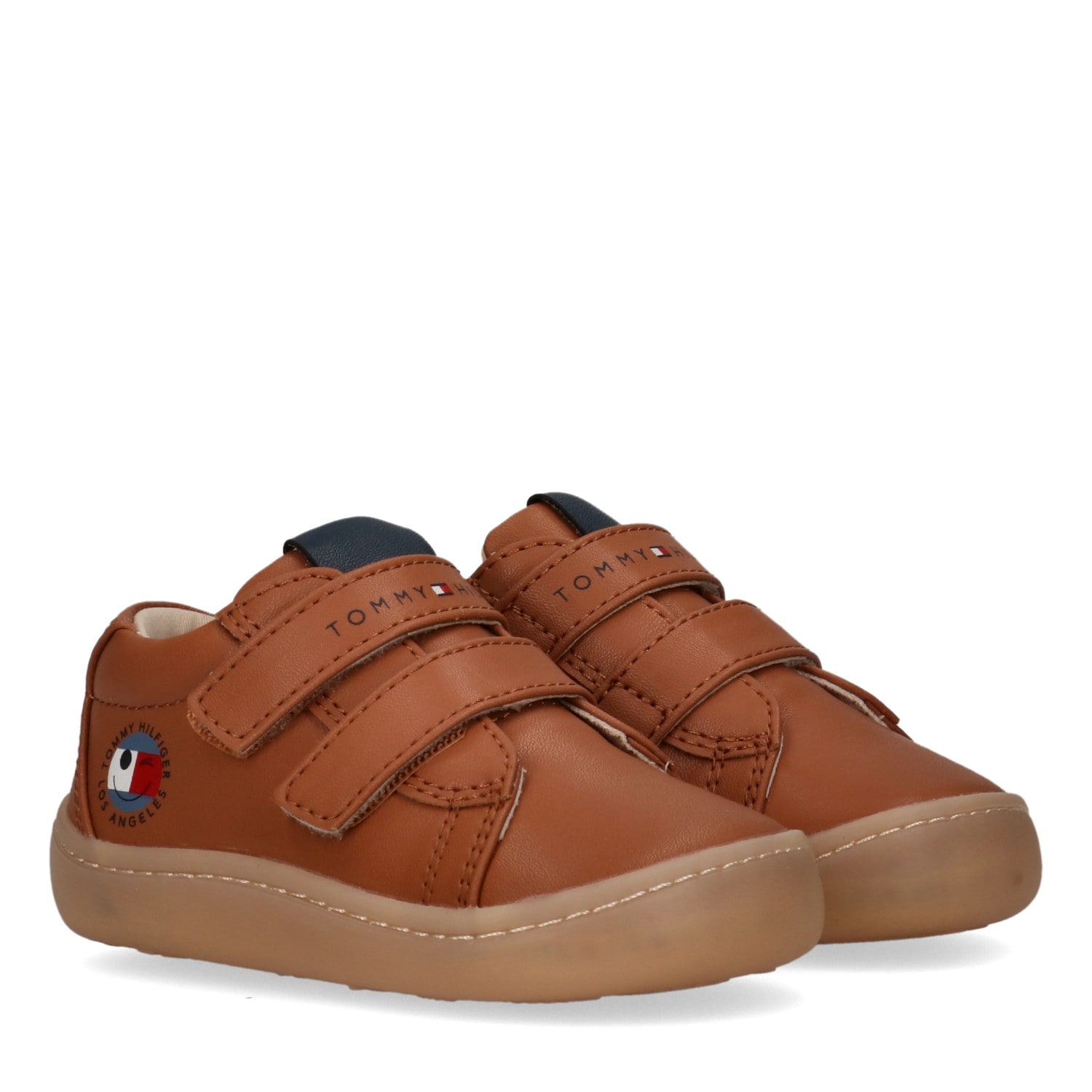 Lauflernschuh TOMMY HILFIGER, Baby, Gr. 21, braun, Schuhe Lauflernschuh, Barfußschuh, Halbschuh, Klettschuh mit Logoschriftzug