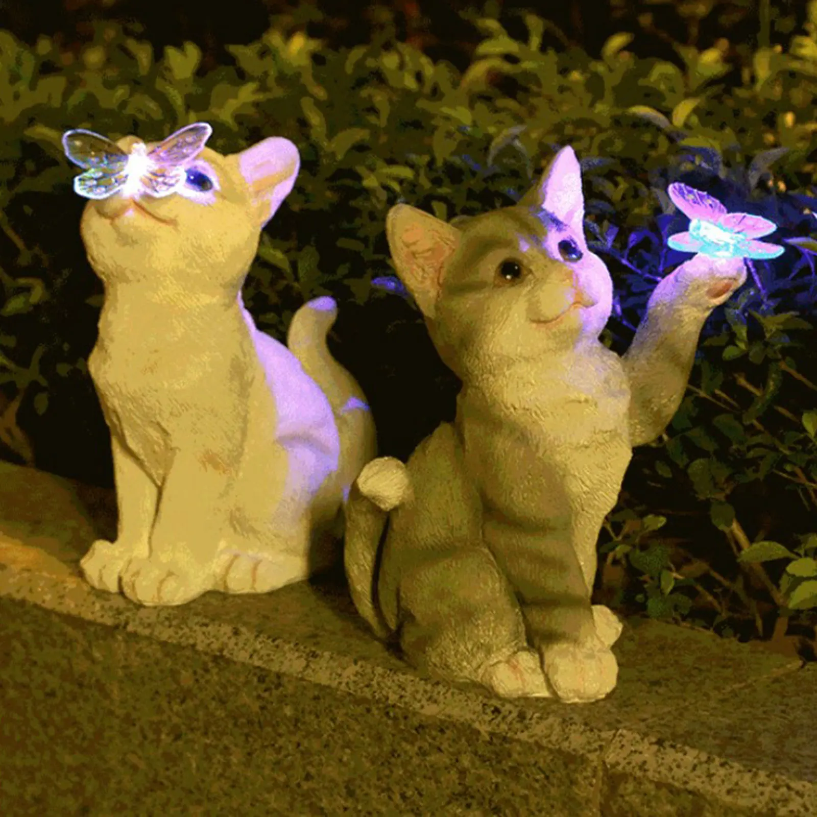 Outdoor-Katze Skulptur Figur Anhänger Garten führte Solar leuchten niedlichen Katze Tier Statue Skulpturen für Landschaft Hof