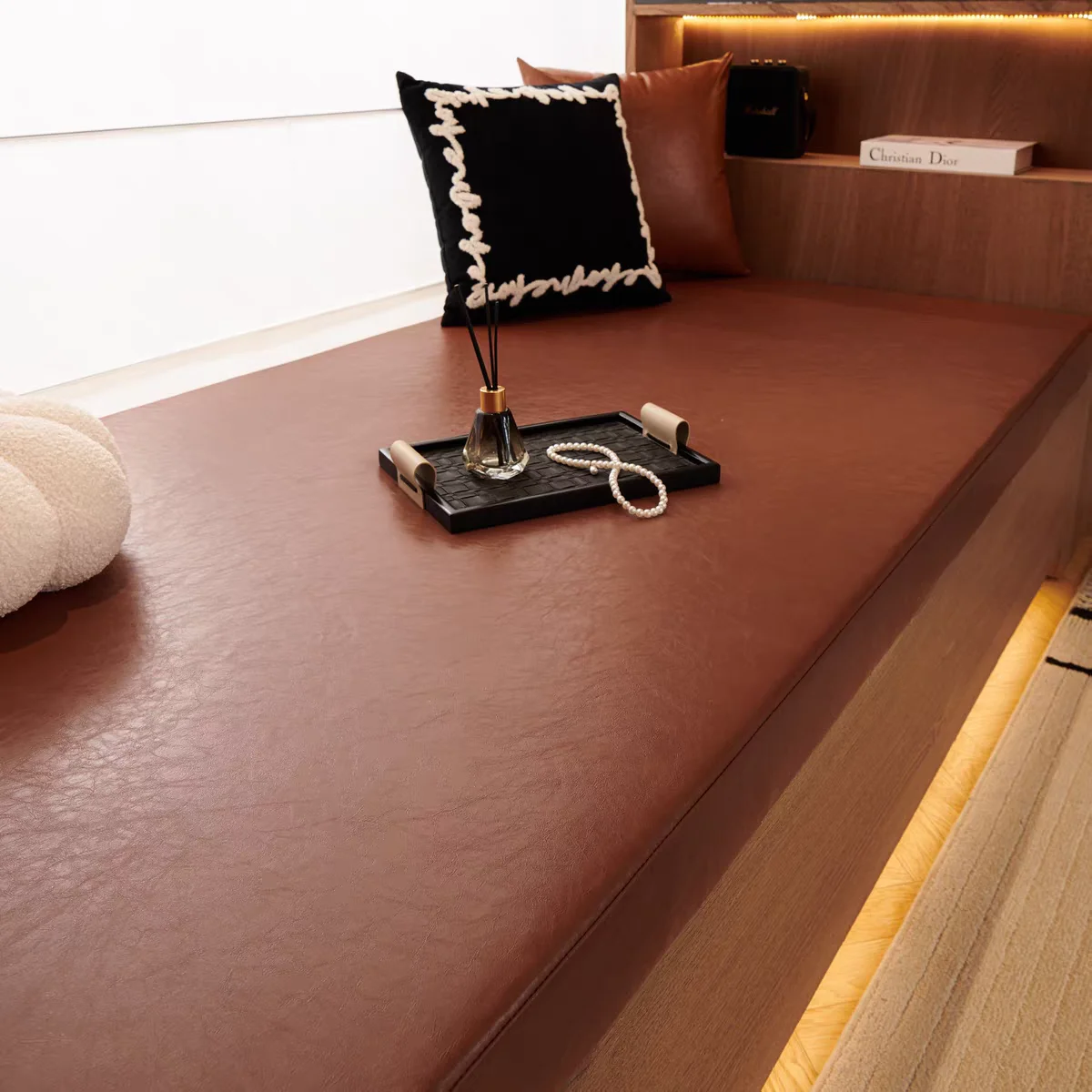 Wasserdichte Leder-Bankkissen, Stuhl-Sitzpolster, PVC-Fensterbank-Kissen mit rutschfester Unterseite für Zuhause, Erkerfenster, Matte, Terrassenpolster