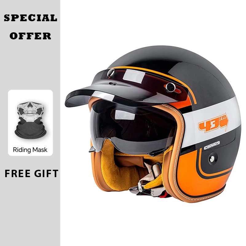 Casques de Moto à visage ouvert casque de Moto trois quarts casques de Jet DOT Moto cyclomoteur Cascos Para Moto 3/4 demi-casque ouvert