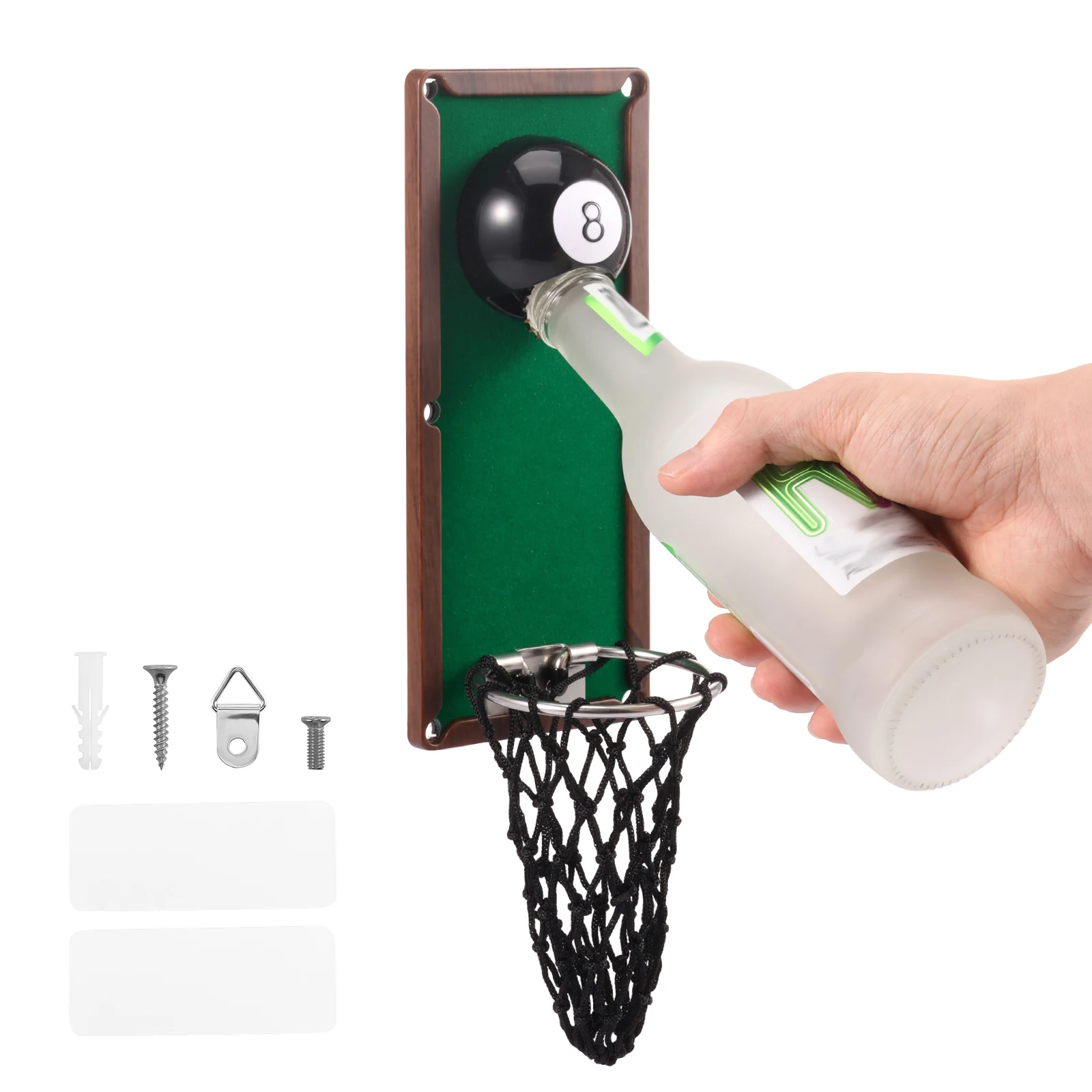 An der Wand montierter Bierflaschenöffner aus Holz, Soda, Bier, Wein, Flaschenöffner, Vintage-Flaschenöffner mit Verschlussfänger für Küche, Party, Bar Image