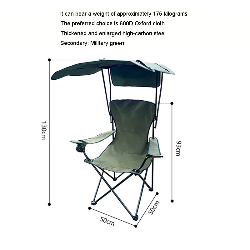 Ultraleichter Klappbarer Sonnenschutzstuhl Hochbelastbarer Outdoor-Freizeitstuhl Tragbarer Camping-Angelstuhl mit Baldachin Image