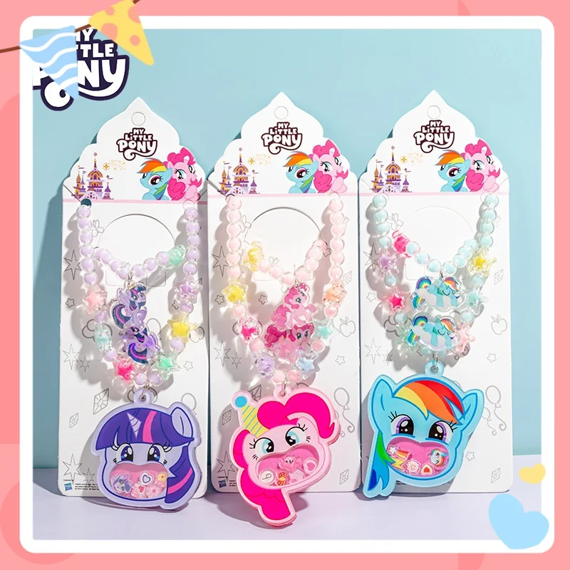 My Little Pony Kinder Halskette Set My Little Pony Anime süßes Armband Ring Schmuck Mädchen Geburtstagsgeschenk Rocker Spielzeug Peripheriegeräte