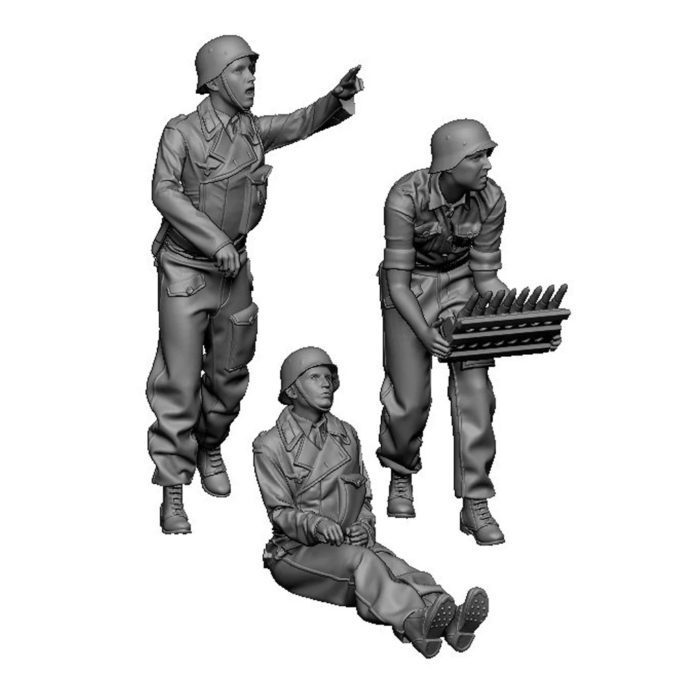 1/35 Mobelwagen Crew, 3 Soldaten, Resin-Modellfigurensoldat, Militärthemen aus dem Zweiten Weltkrieg, unmontierter und unbemalter Bausatz Image