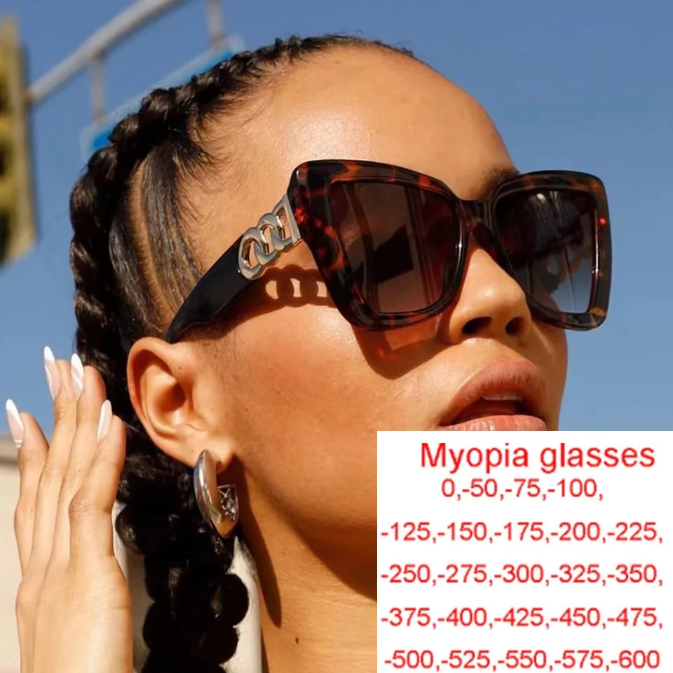 Luxus Großen Rahmen Frauen Polarisierte Myopie Sonnenbrille UV Schutz Kurzsichtige Marke DesignerSonnenbrille -1,0 ~-6,0