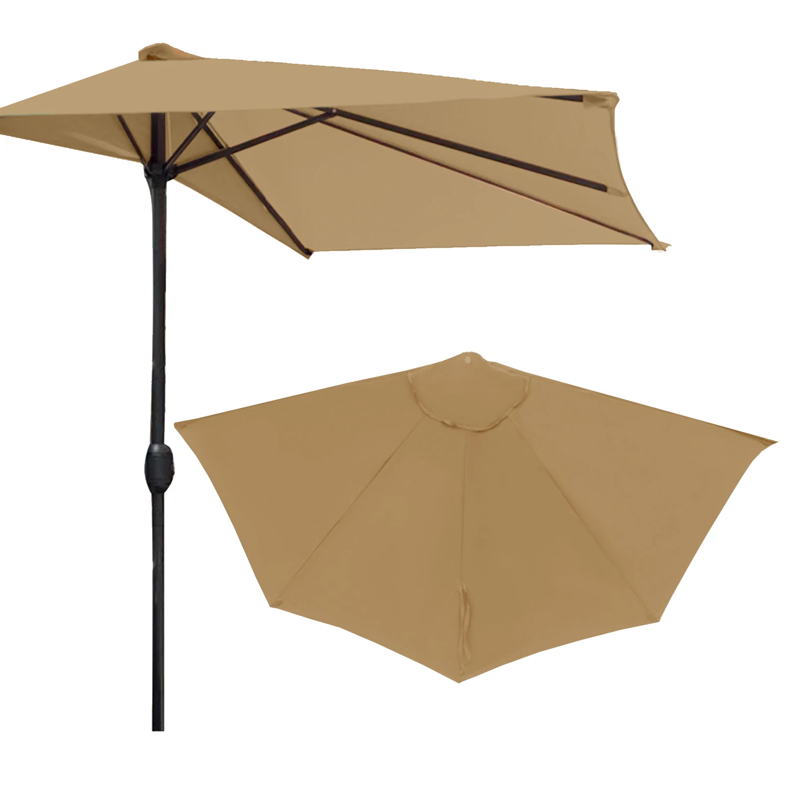 ZK30 Halbseitige Schirmoberfläche für den Außenbereich, Polyester-Regenschirmtuch, Ersatz für Sonnenschutz, Gartenwandschirm, Tuchersatz Image