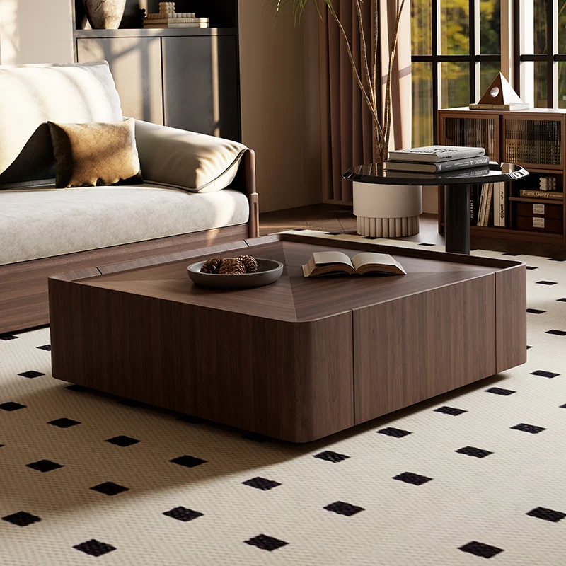 Universeller Couchtisch aus Holz, Hotel, Warten, einfaches Vintage-Design, moderner Beistelltisch, platzsparend, Mesas Bajas, postmoderne Möbel Image