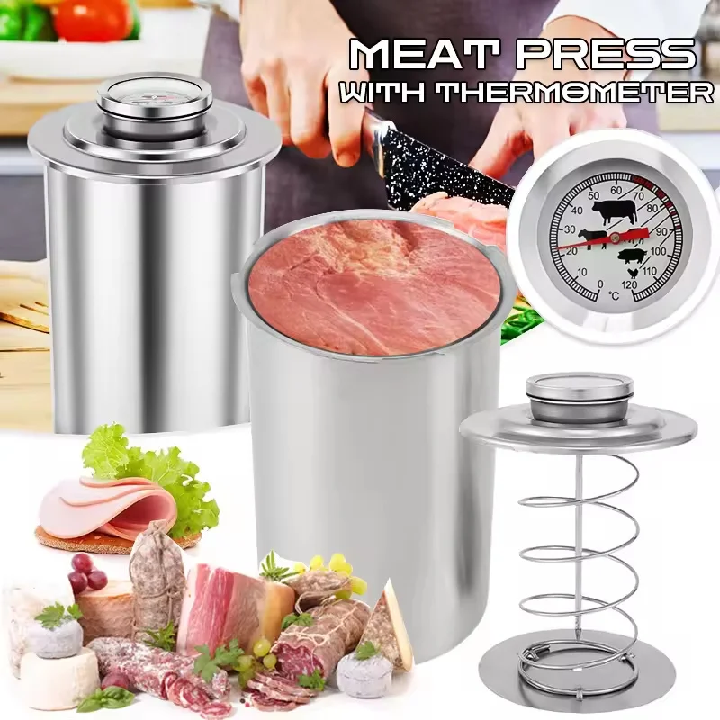 Schinken Maker Edelstahl Fleisch Presse Herd Deli Fleisch Presse Form mit Thermometer für Schweinefleisch Geflügel Kochen Küche Zubehör Image