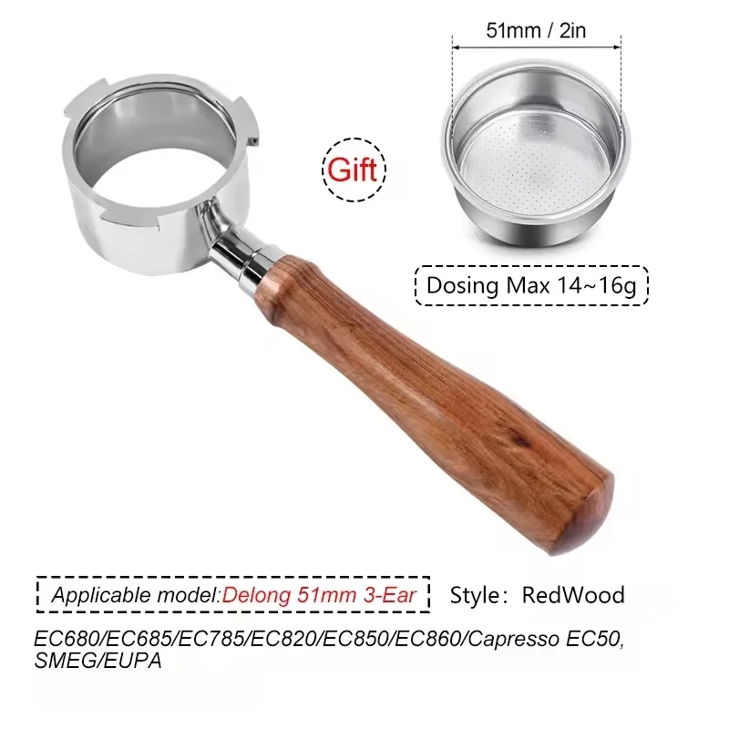 51mm Kaffee Boden Siebträger Für Delonghi EC680 EC685 Ersatz Filter Korb Espresso Maschine Werkzeuge Barista Zubehör Image