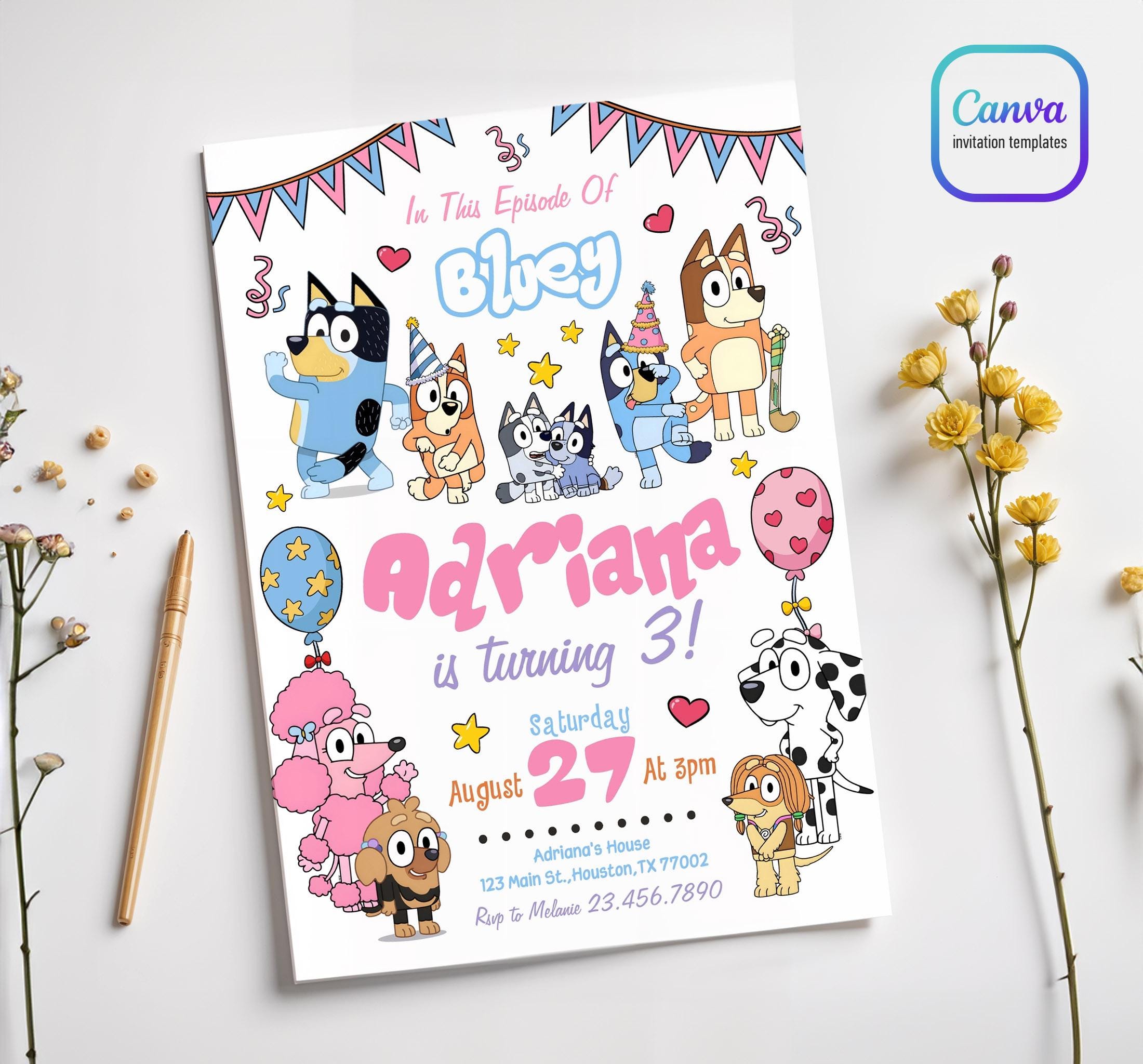 Invito modificabile Paw-ty, invito di compleanno stampabile per cuccioli, invito per cuccioli, invito per cani, modello di invito per festa in piscina