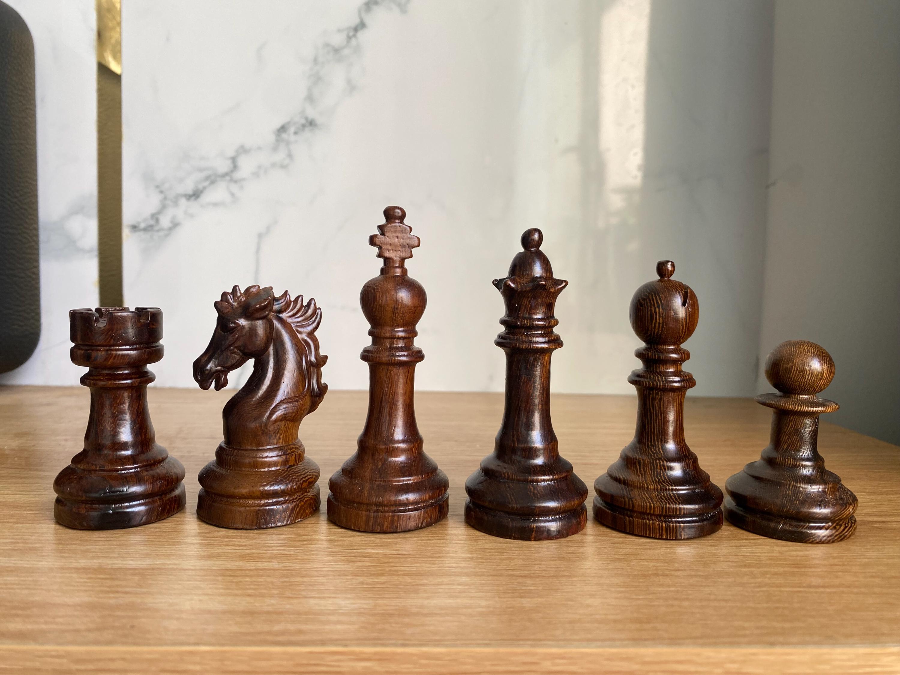 Pezzi degli scacchi in legno intagliati a mano, set di scacchi stile Staunton, scacchi di alta qualità, scacchi in legno di lusso, regalo per il papà,