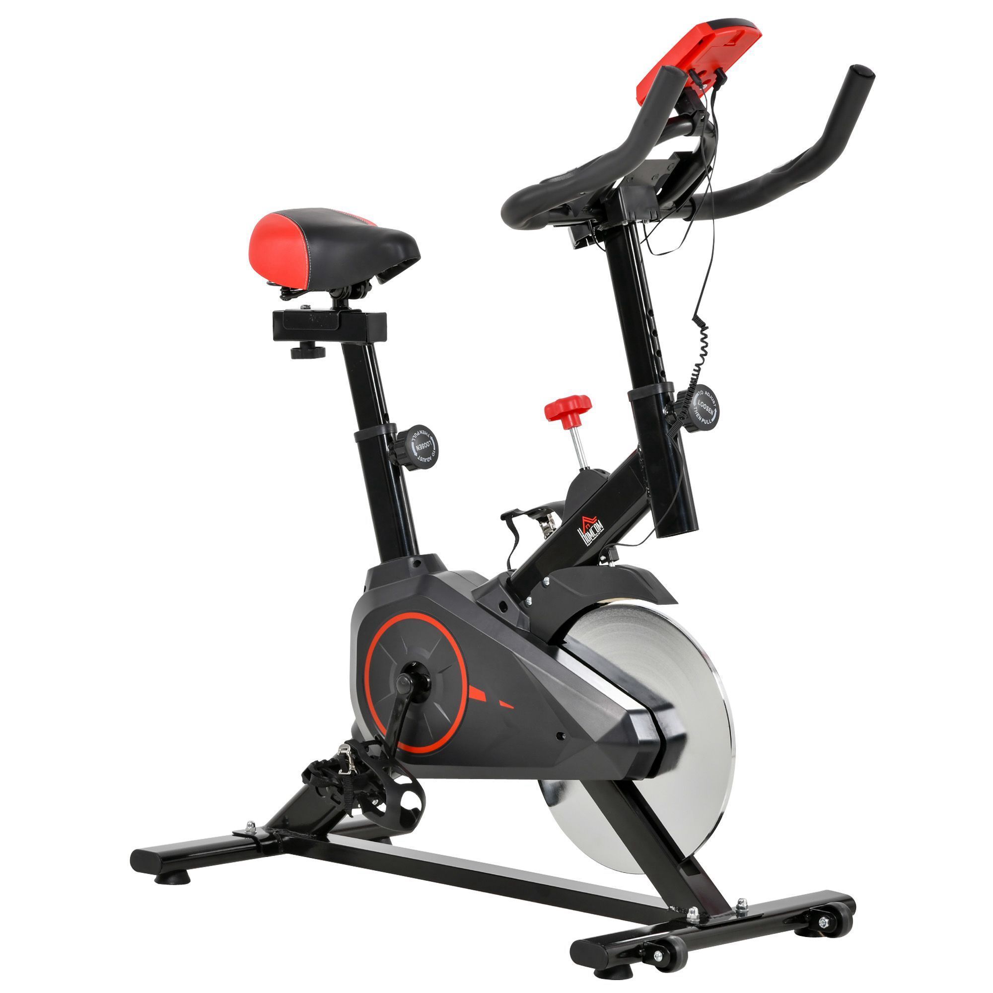 HOMCOM Cyclette, Cyclette Fitness con Display LCD, Sensore di Frequenz