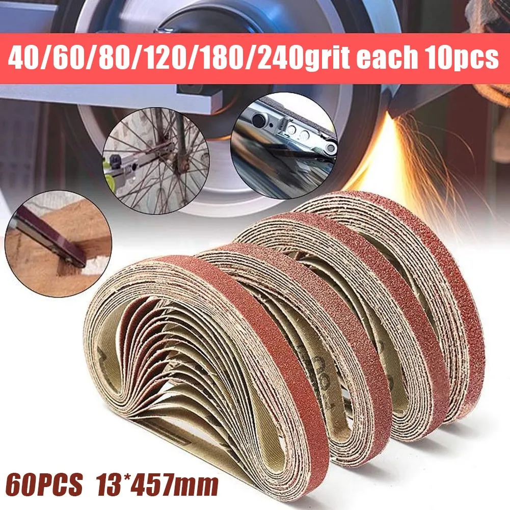 60 pièces bandes abrasives 13X457mm taille outil abrasif accessoires bandes de papier de verre accessoires d