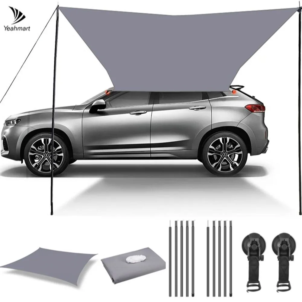 Tenda da campeggio per tetto laterale per auto, tenda da tetto per auto, tenda da campeggio portatile UV impermeabile, tettoia per pioggia sul tetto dell'automobile