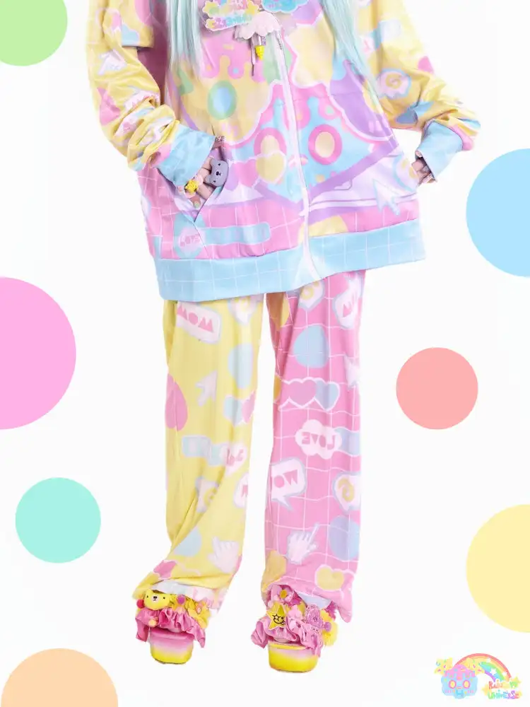 Rainbow Universe Series Familien-Matching-Hosen Frühling Neu Niedlich Kawaii Yami Y2k Harajuku-Stil Kinder Mode Spezielle Weite Hosen Image